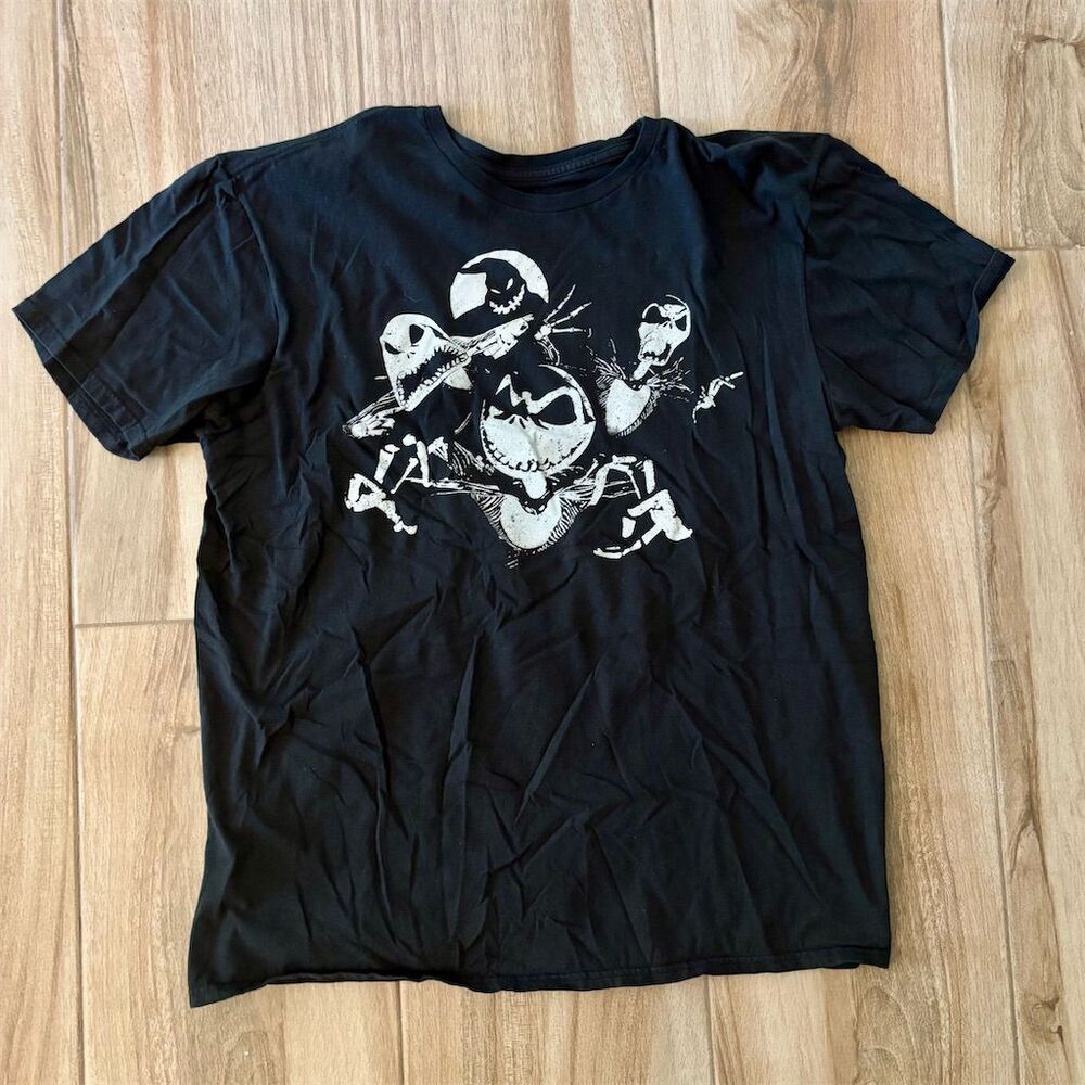 Disney Jack Skellington Men's XL Black Graphic T-Shirt Halloween Theme